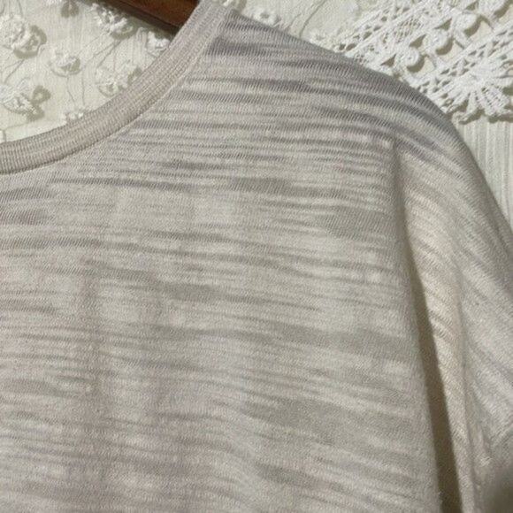 Loft Shirt Women's Size Petite Large Pullover Off White Space Dye High Low Hem - Picture 2 of 5
